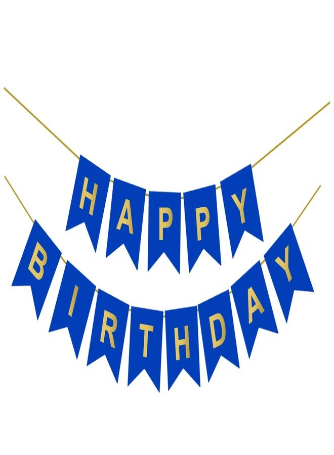 Flyloons Dark Blue Colour Happy Birthday Banner Decoration Kit for Boys Girls Kids Men Women | 13 Pcs Reusable Cardstock Happy Birthday Paper Banner